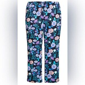 Print Sleep Bottoms women pajama pant blue floral casual plus 22/24.